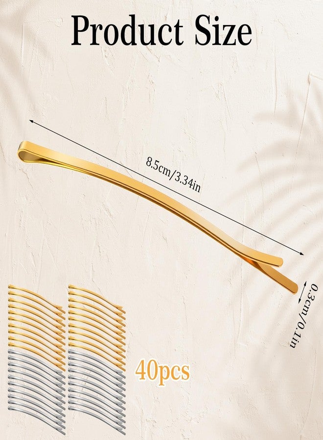 Ymapinc 40Pcs Large Bobby Pins for Women - 3.35inch Long Non-Slip Decorative Metal Clips for Thick Hair Style Holder, Wedding Daily Wear - Gold+Silver - Image 2